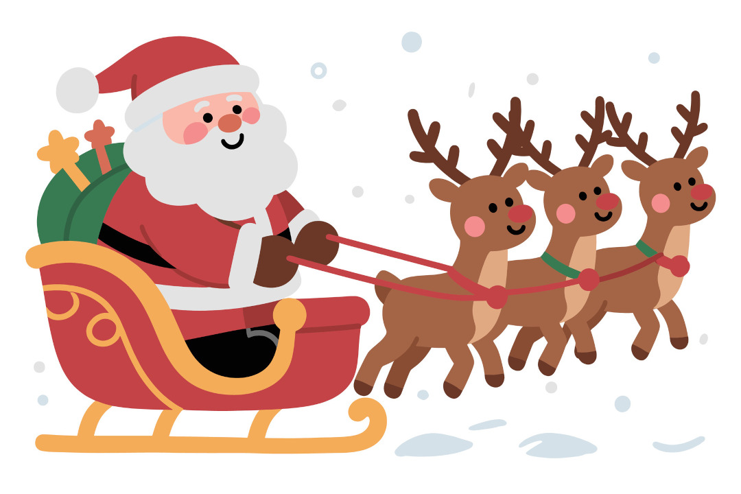 Photo of Santa on a sleigh with reindeer